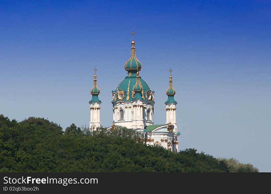 A Church on green hill in kiev-ukraine. A Church on green hill in kiev-ukraine