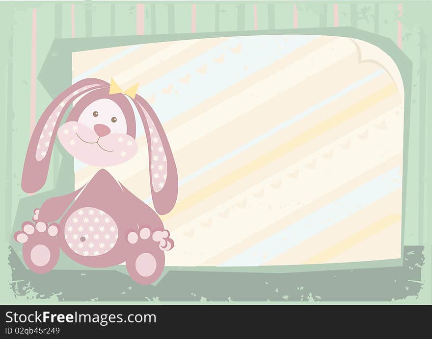 Vector grunge background with funny rabbit. Vector grunge background with funny rabbit