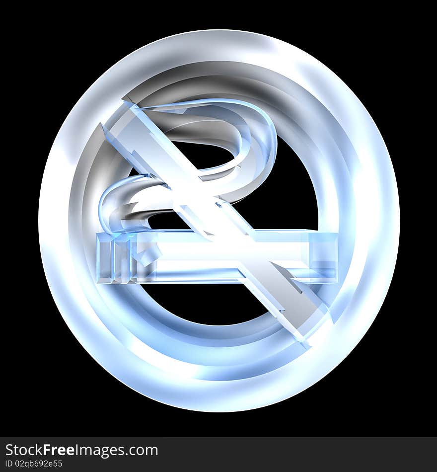 No smoking icon symbol in glass (3D)