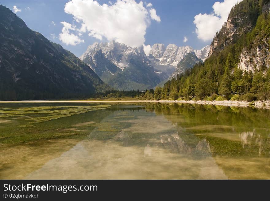 Mountain lake in italian alps