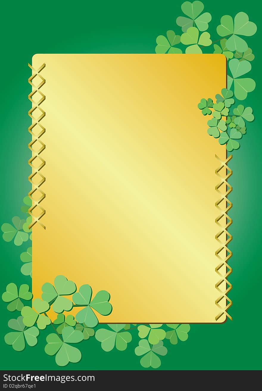 Vector Golden And Green Floral Frame