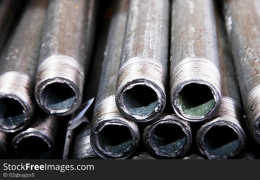 Iron pipes background, Metallic products, chrome color. Iron pipes background, Metallic products, chrome color