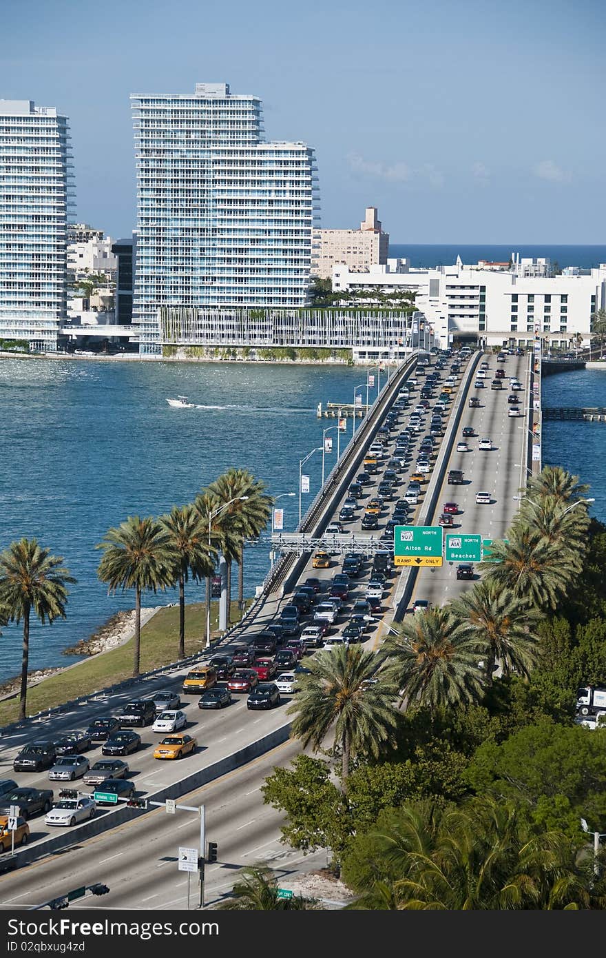 View of Miami from a departing Cruise Ship. View of Miami from a departing Cruise Ship