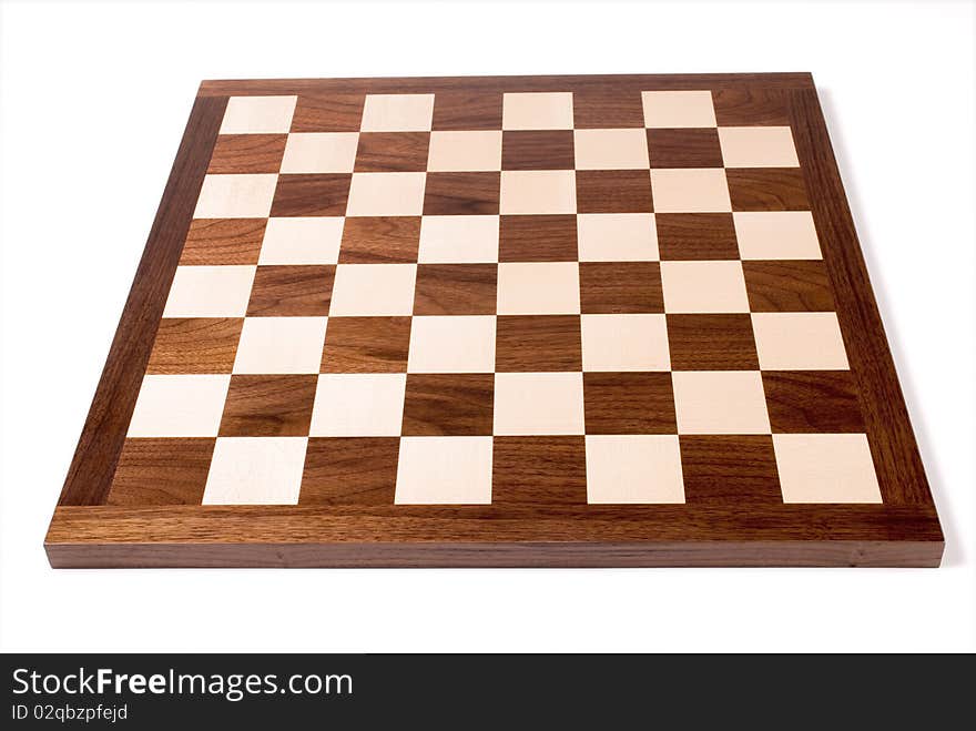 Empty wooden chess board