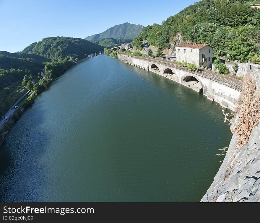 Fisheye View of Ponte del Diavolo, Lucca. Fisheye View of Ponte del Diavolo, Lucca