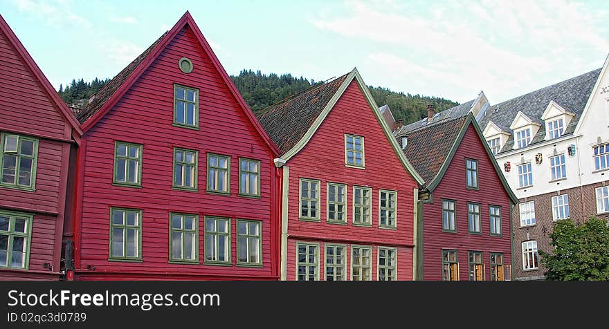 Architecture of Bergen, Norway, during Summer