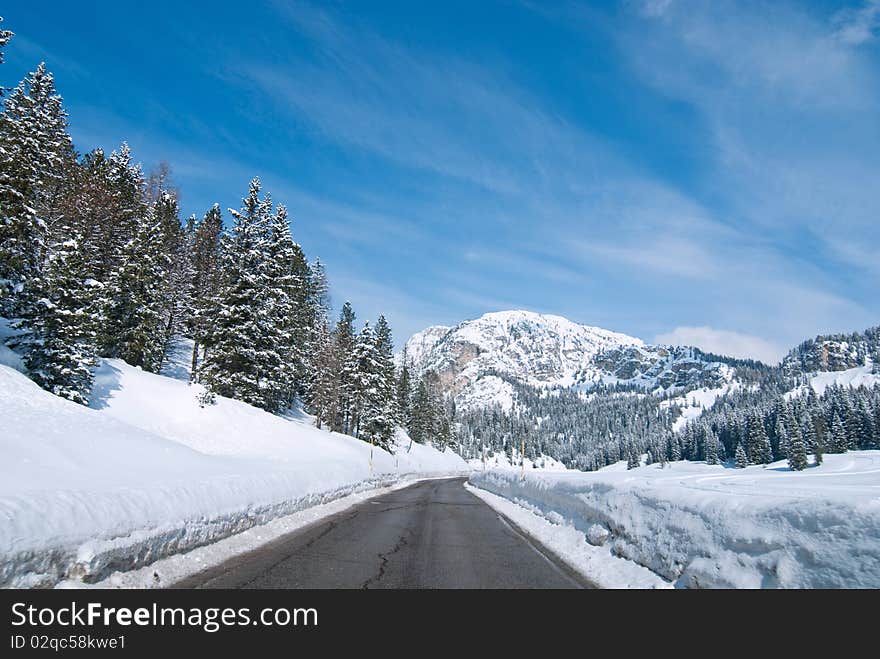 Cold Winter in the Heart of Dolomites, Veneto, Northern Italy. Cold Winter in the Heart of Dolomites, Veneto, Northern Italy