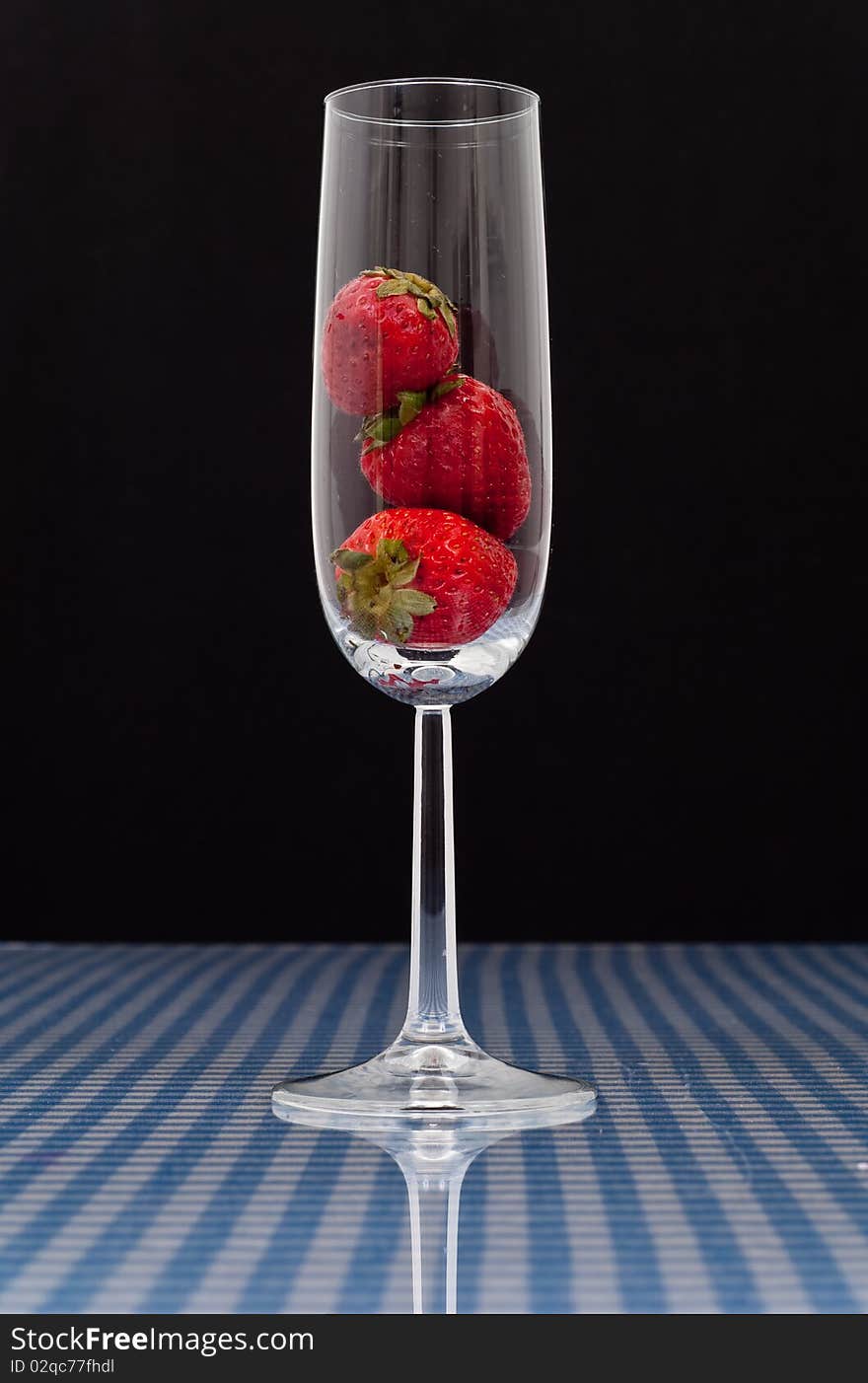 Strawberries in Champagne Flute Glass. Strawberries in Champagne Flute Glass