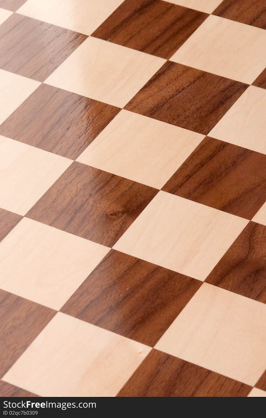 Empty wooden chess board