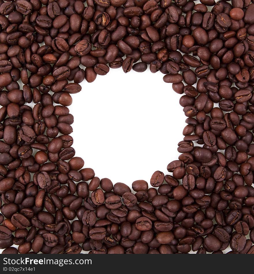 round frame made from coffee beans. round frame made from coffee beans