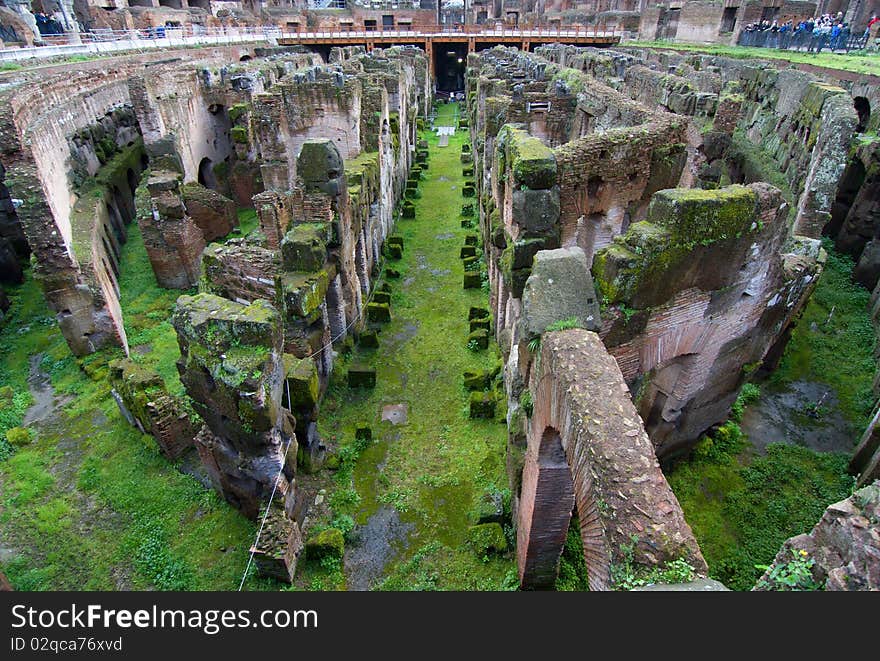 Internal Wide Angle View Of The Colosseum In Rome