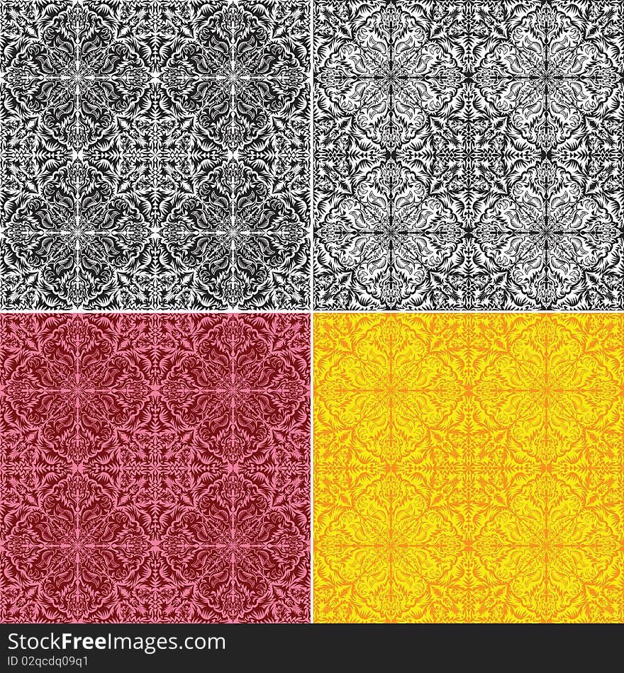 Seamless Wallpaper (Random colors). Vector Illustration.