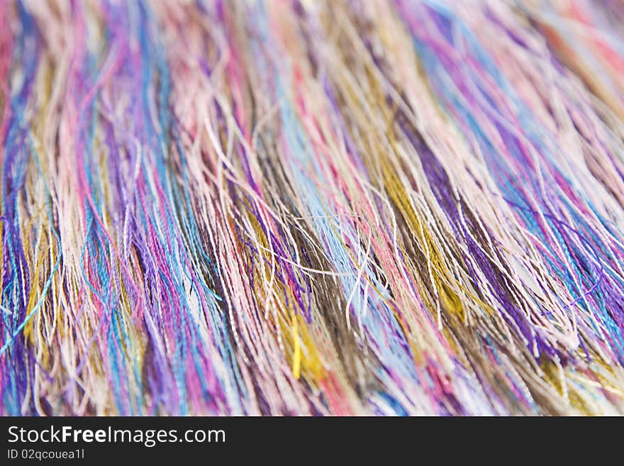 Close up of colorful yarn, cloth, macro,