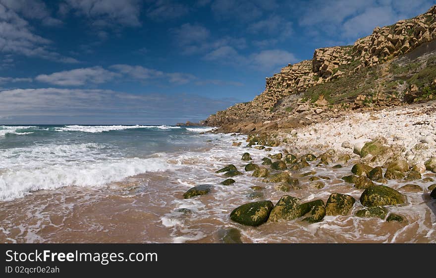 Panoramic view of a cliff and the sea in the north of Spain. Panoramic view of a cliff and the sea in the north of Spain.