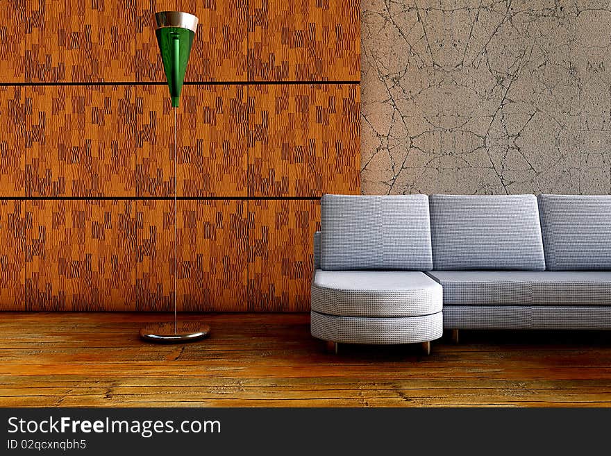 3d rendered sofa with lamp. 3d rendered sofa with lamp