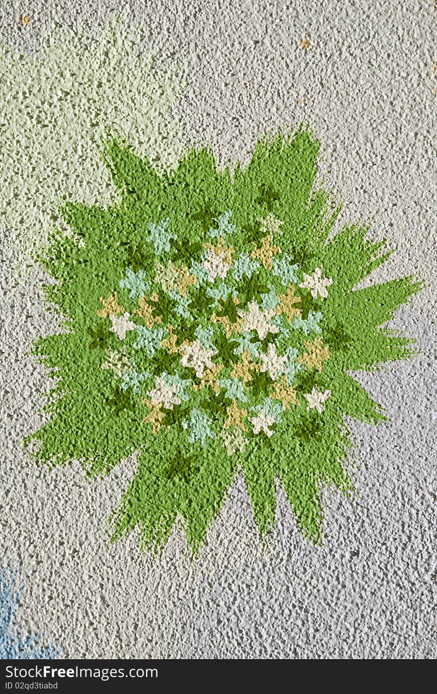 Floral exterior stucco wall decoration. Floral exterior stucco wall decoration