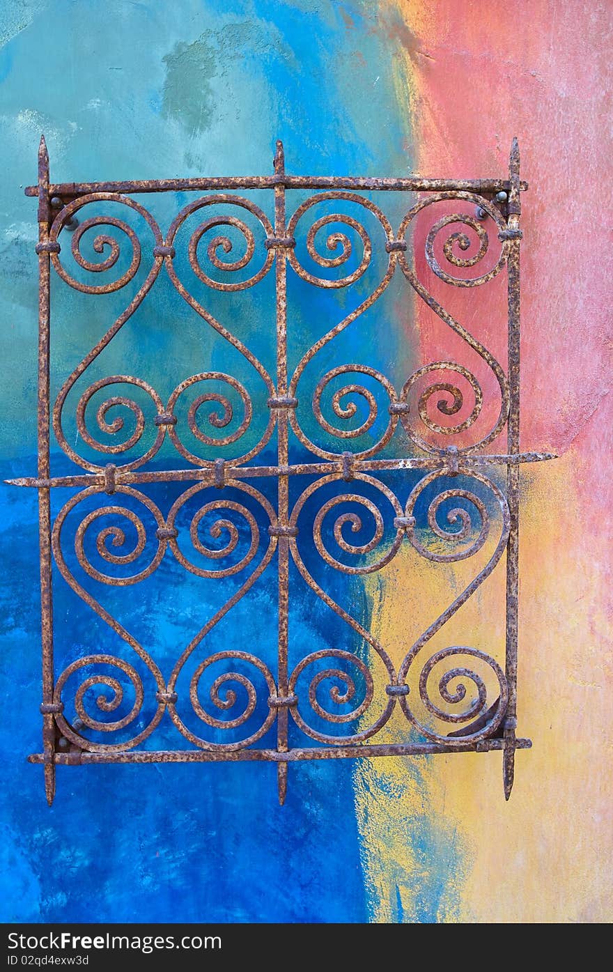 Wall With Rusty Metal Decoration