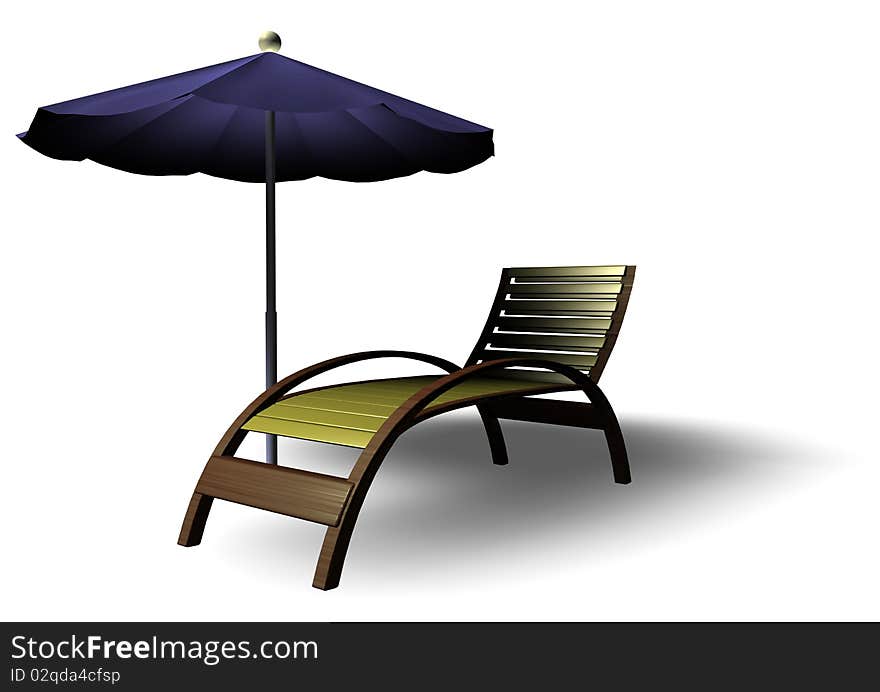 Beach Parasol and Deckchair