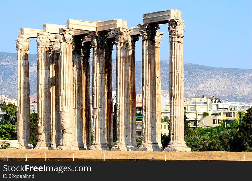 The temple of Olympian Zeus in Athens, Greece. The temple of Olympian Zeus in Athens, Greece