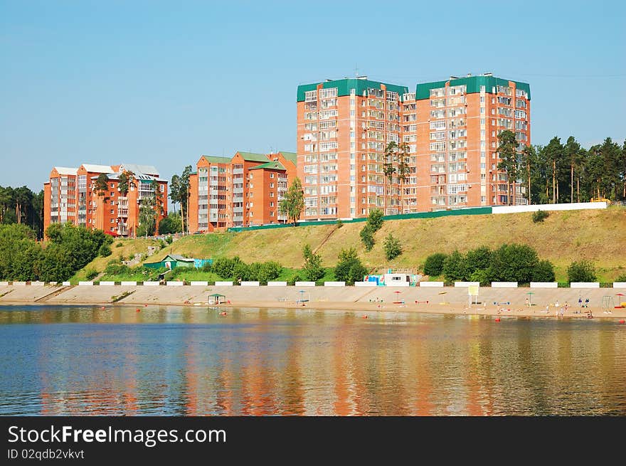 Block of flats on river bank