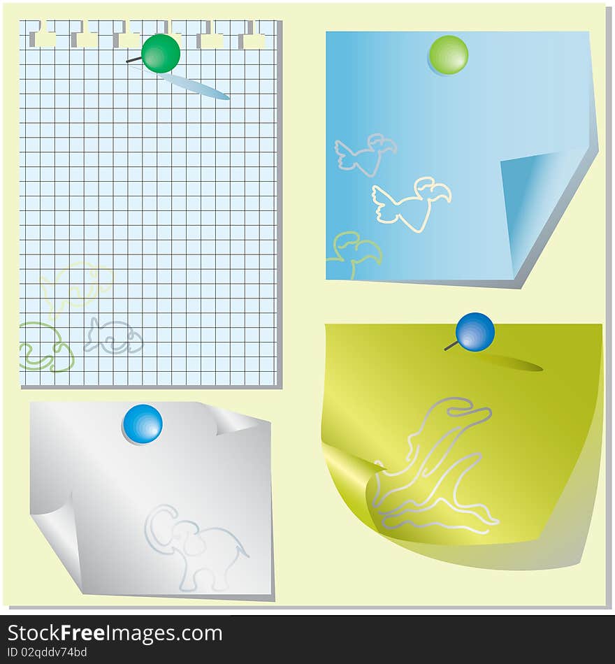 Colored paper for notes. Vector image. Colored paper for notes. Vector image.