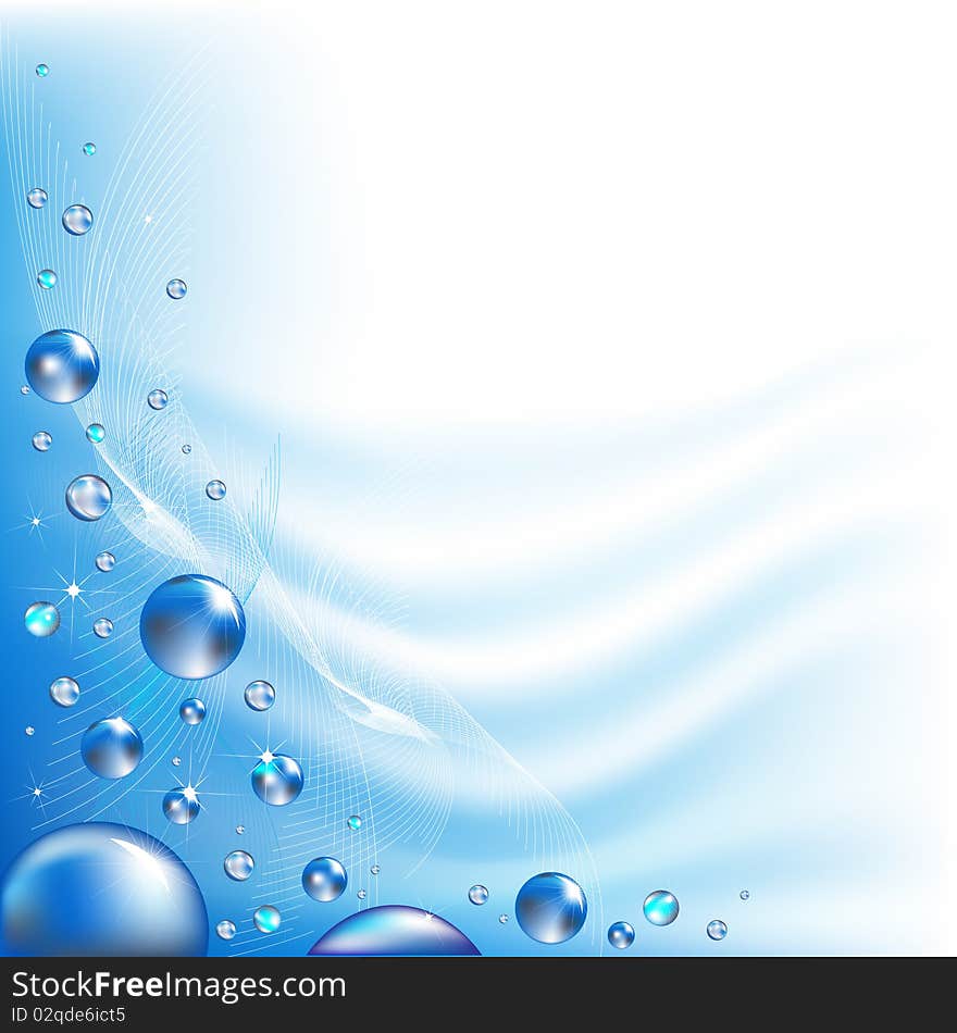 Blue Background With Spheres And Stars. Blue Background With Spheres And Stars