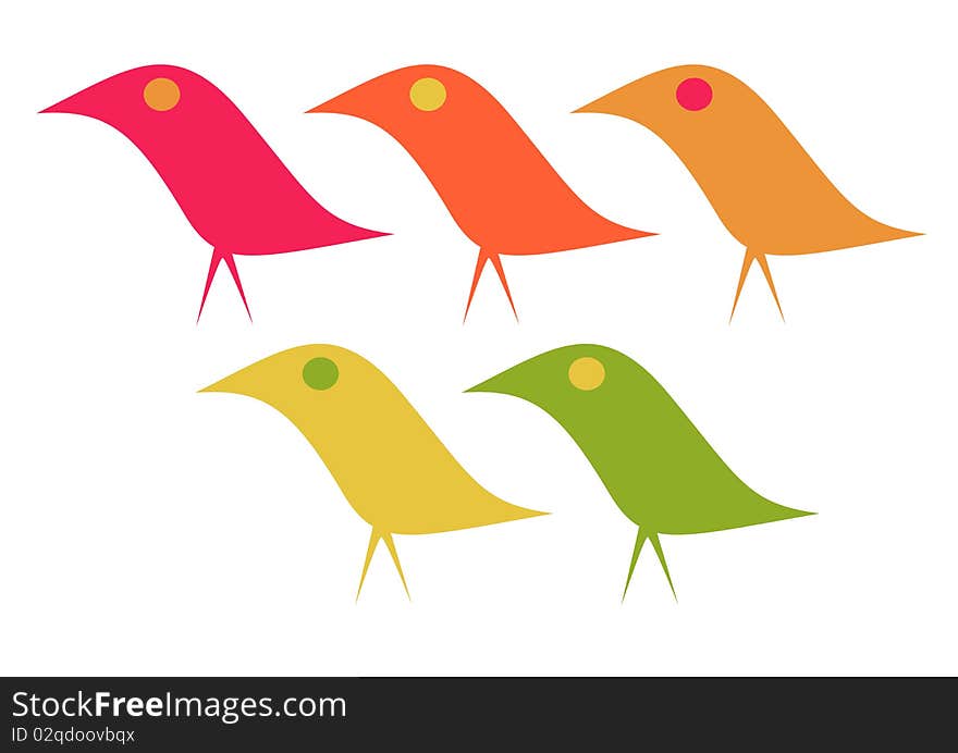 An illustration of simple & elegant colorful birds. An illustration of simple & elegant colorful birds