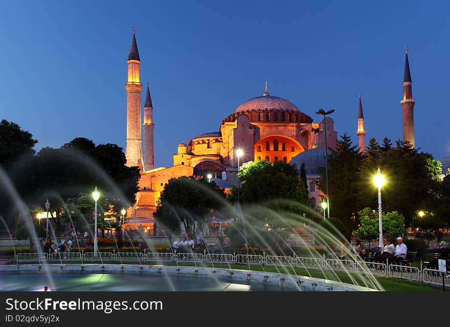 Hagia Sofia with fountain - Isntanbul, Turkey. Hagia Sofia with fountain - Isntanbul, Turkey