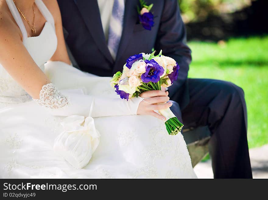 Bridal bouquet on wedding day