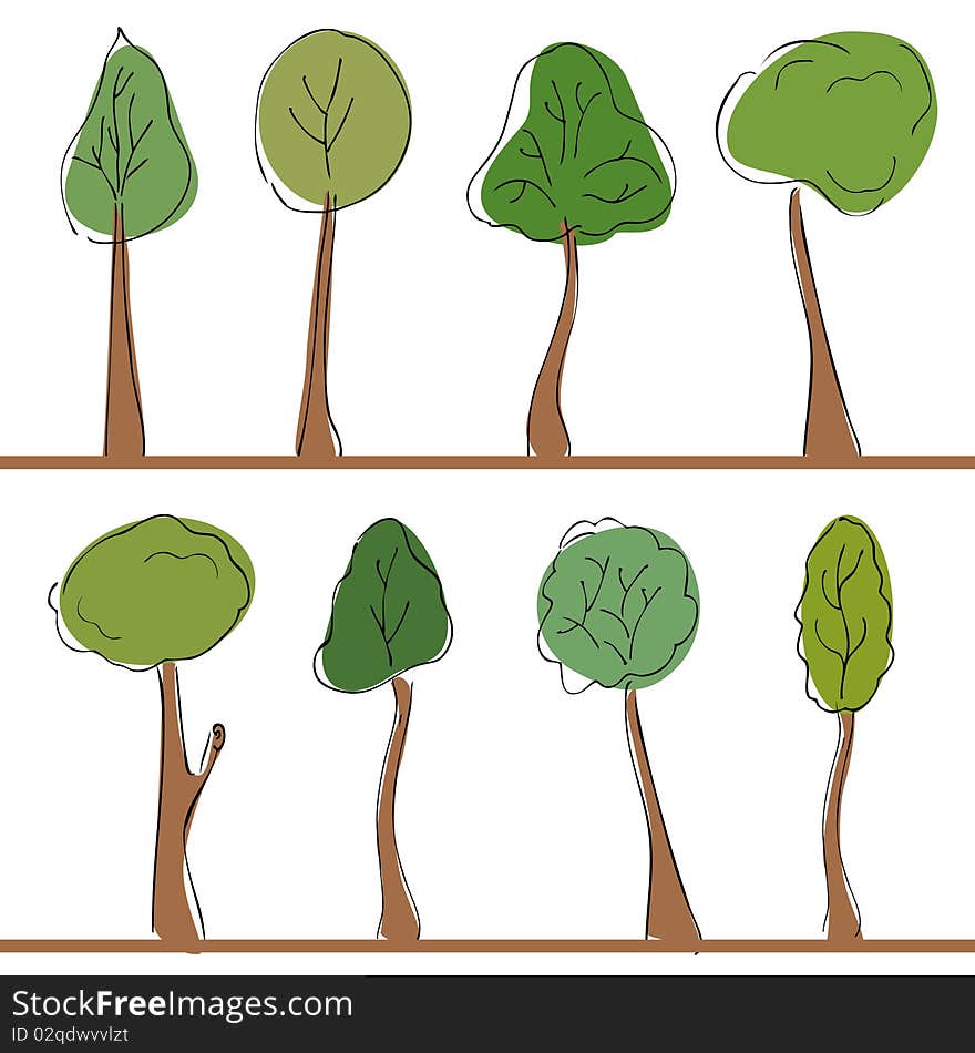 vector set of tree illustration. vector set of tree illustration