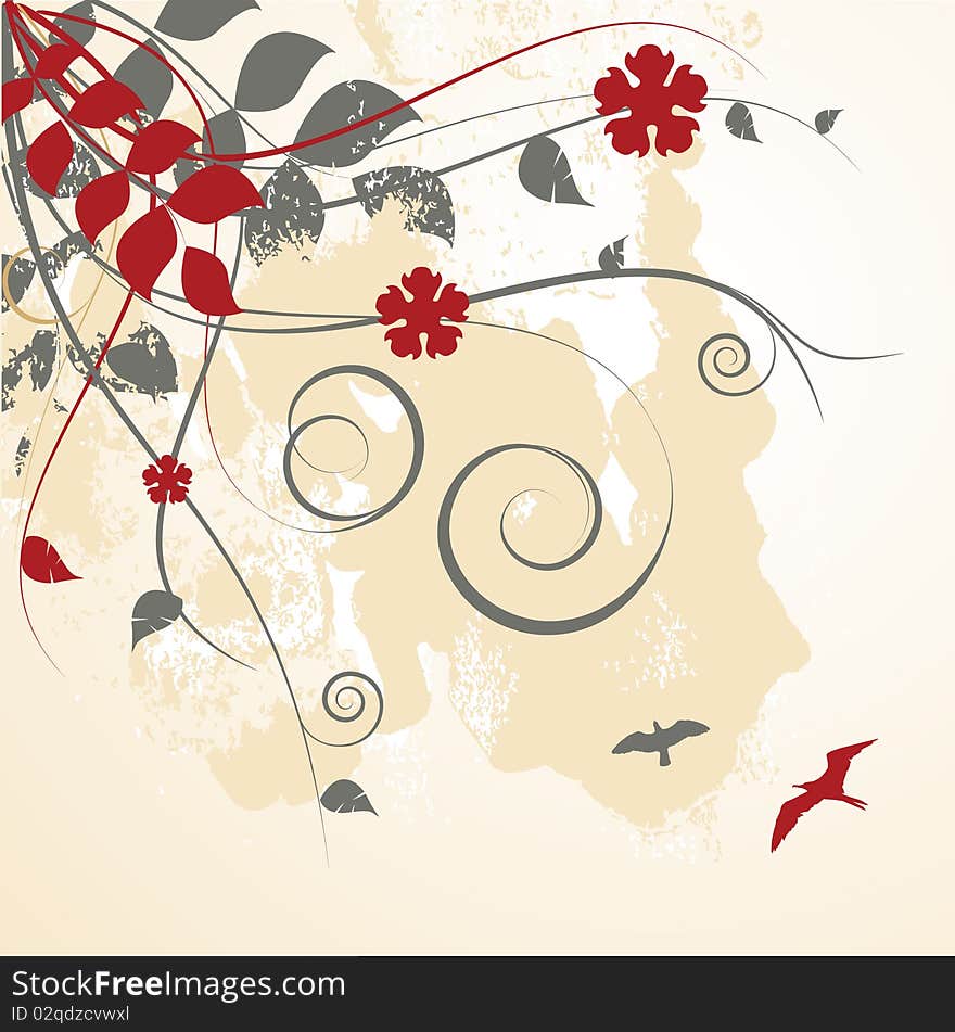 Abstract style floral vector background . Abstract style floral vector background