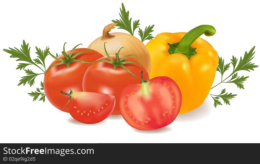 Group of vegetables with parsley.