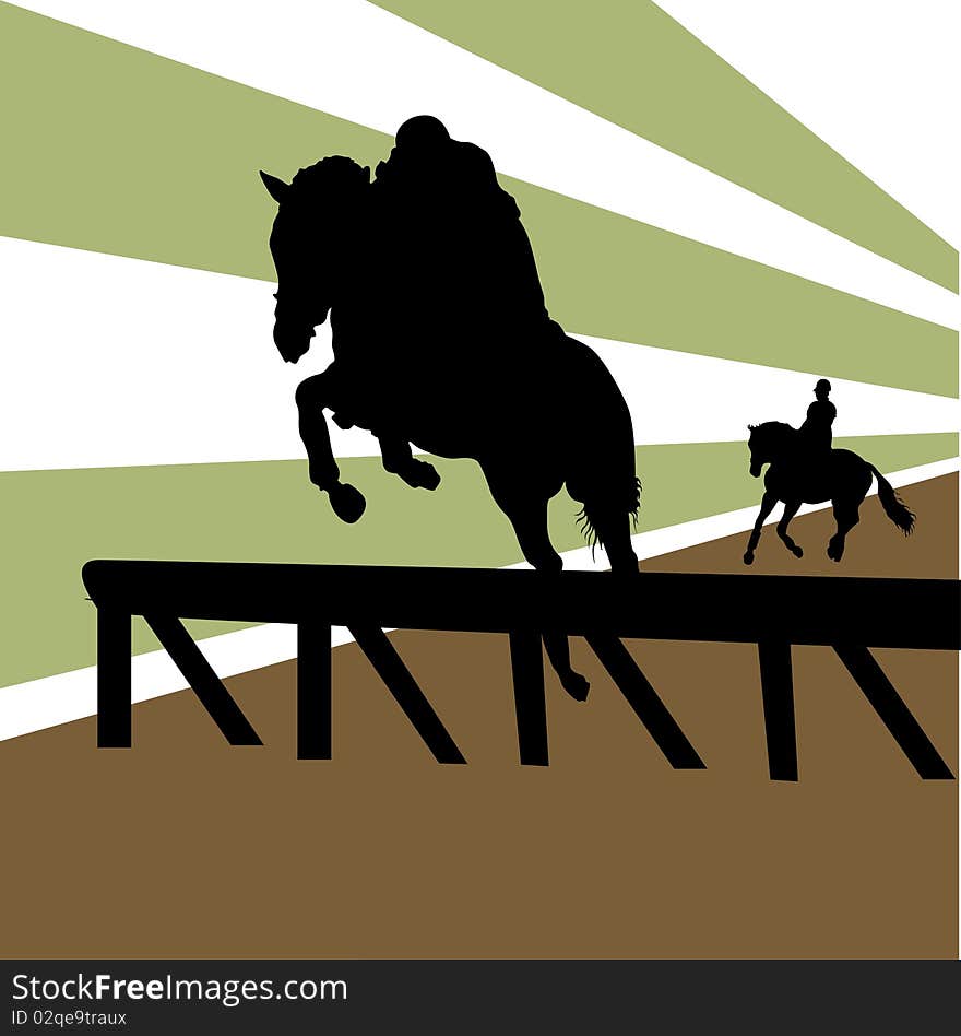 Equestrian silhouette vector background illustration