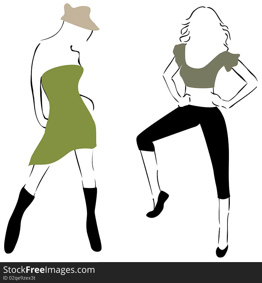 Two different fashion woman vector. Two different fashion woman vector