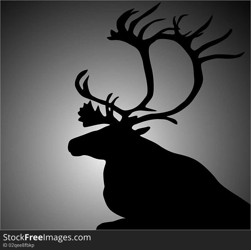 Illustration of deer silhouette, black