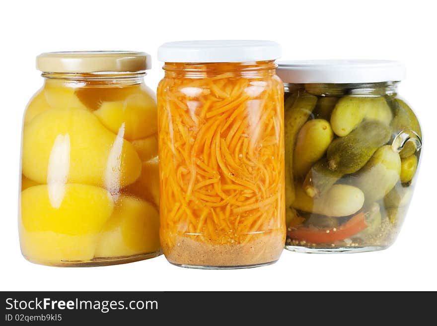 Canned Apricots, cucumbers and carrots