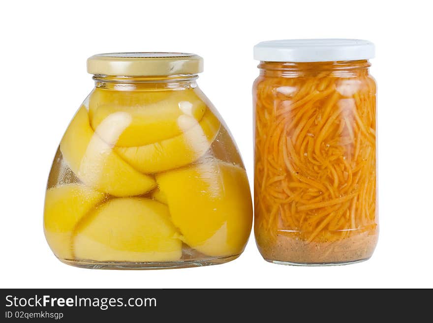 Canned apricots and carrots