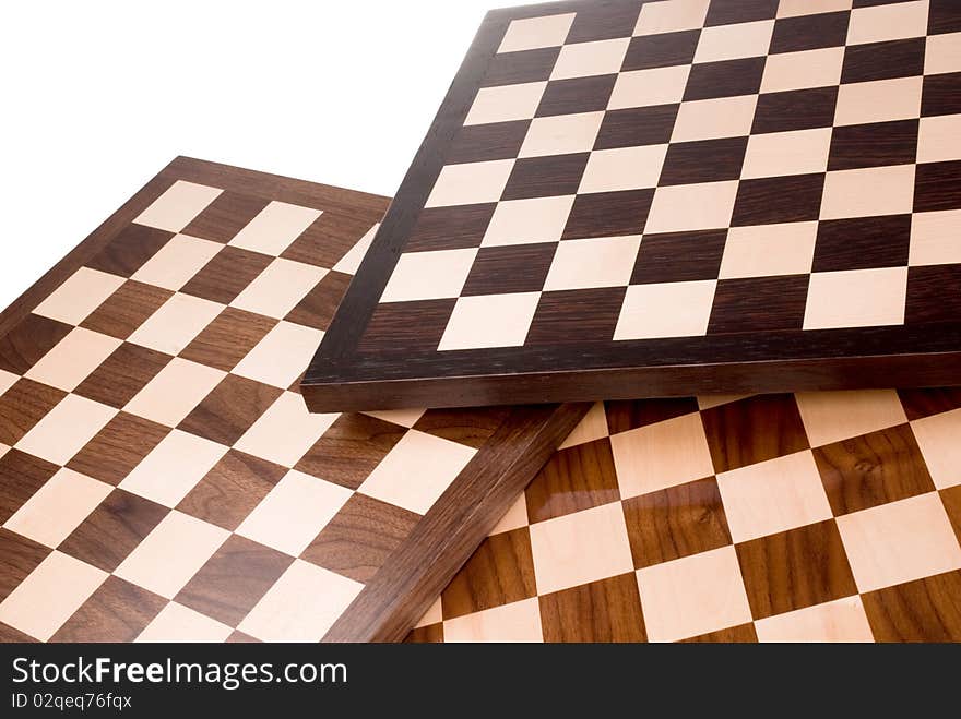 Wooden chess board on white. Wooden chess board on white