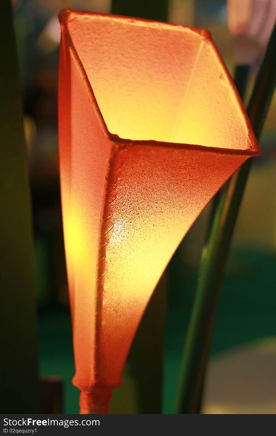 Bright red Chinese lamp in exhibition hall