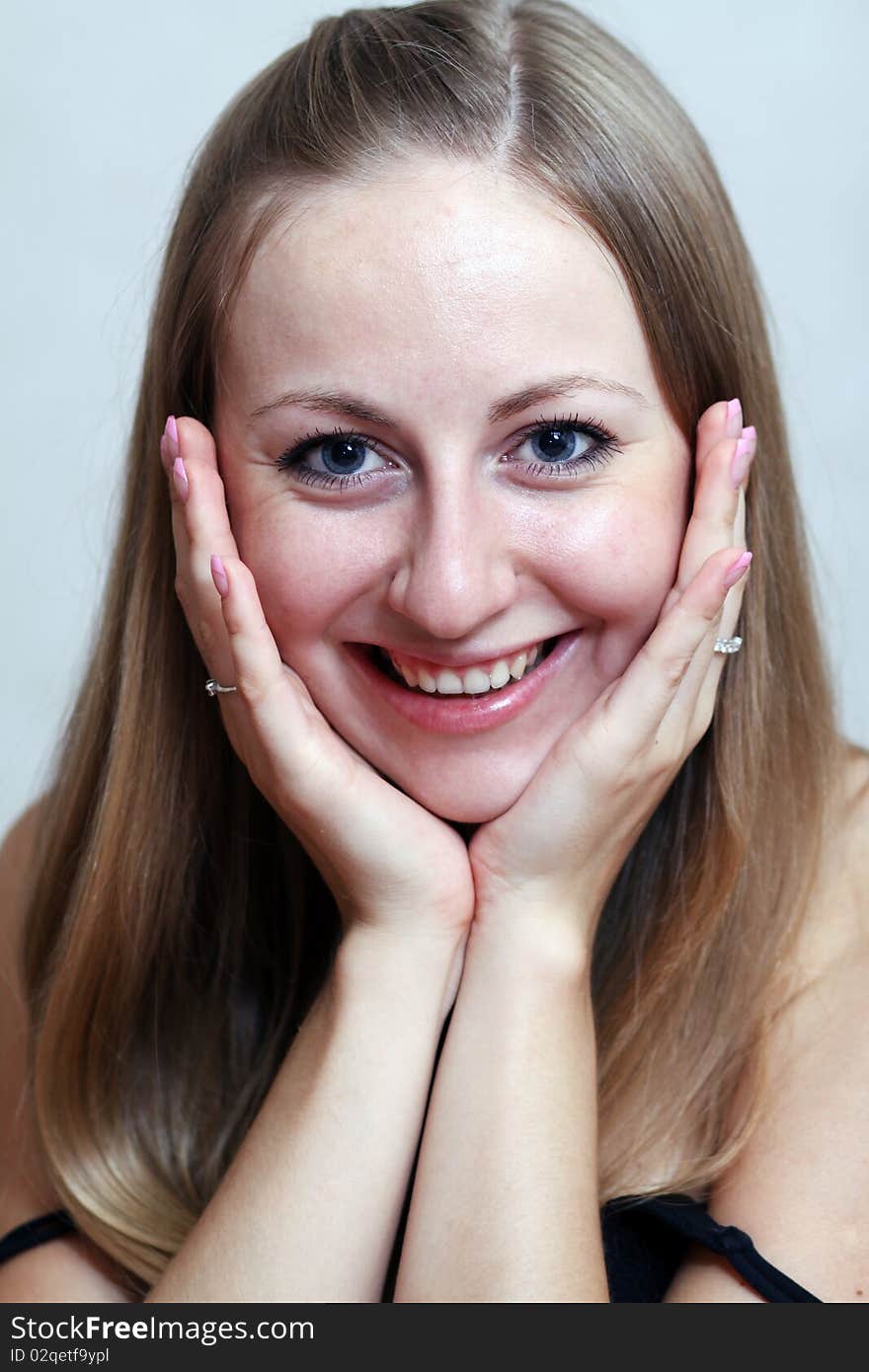 Portrait of beautiful woman in studio