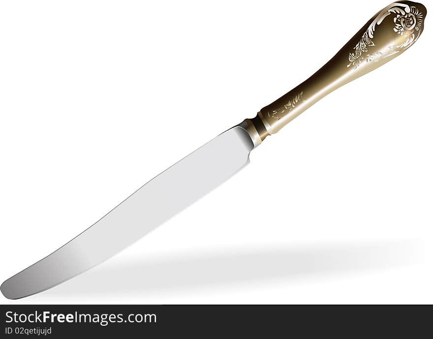 Vector illustration old-fashioned silver knife. Used meshes. Vector illustration old-fashioned silver knife. Used meshes.