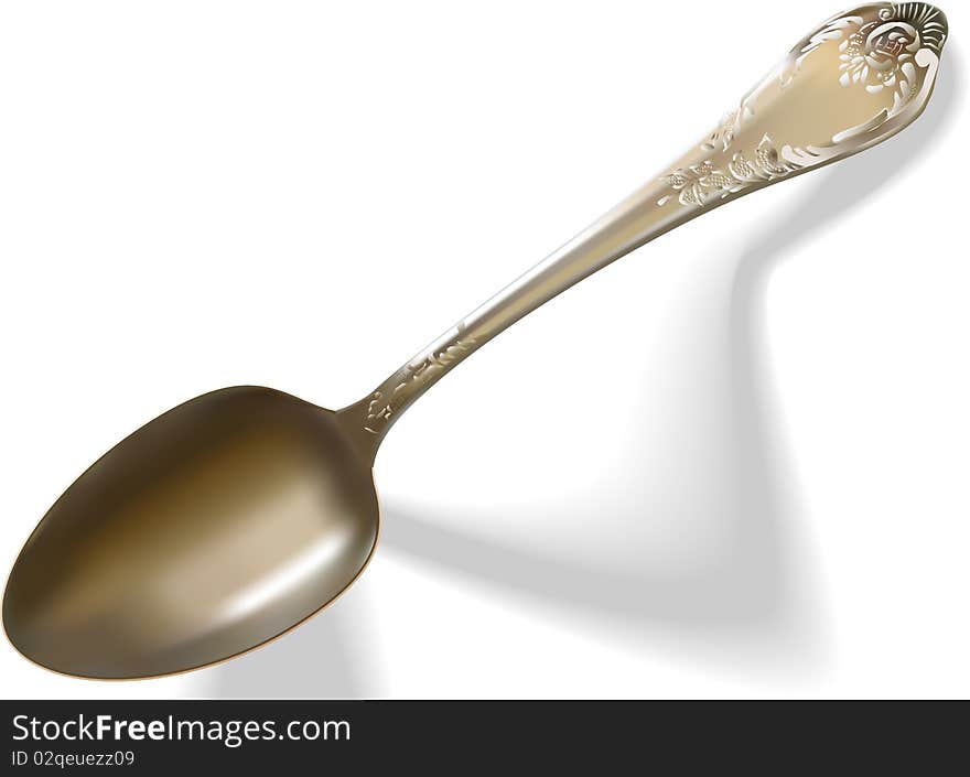 Vector old-fashioned silver spoon. Usnd gradients.ed meshes a