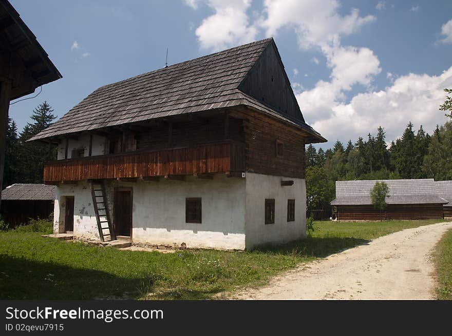 Traditional wooden houses in rural village in SLovakia