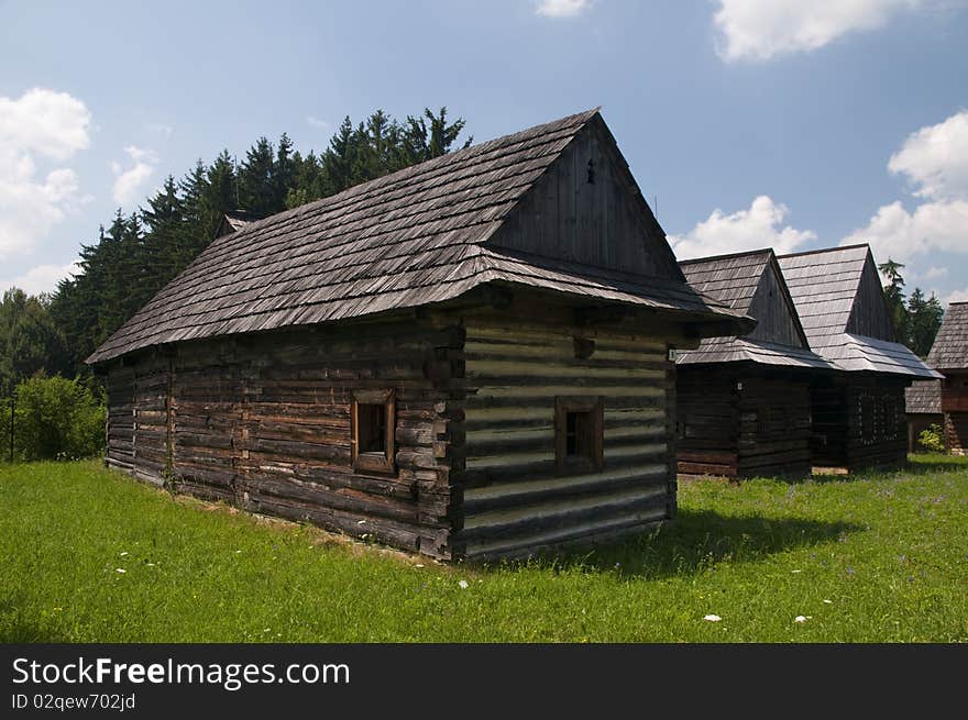 Traditional wooden houses in rural village in SLovakia