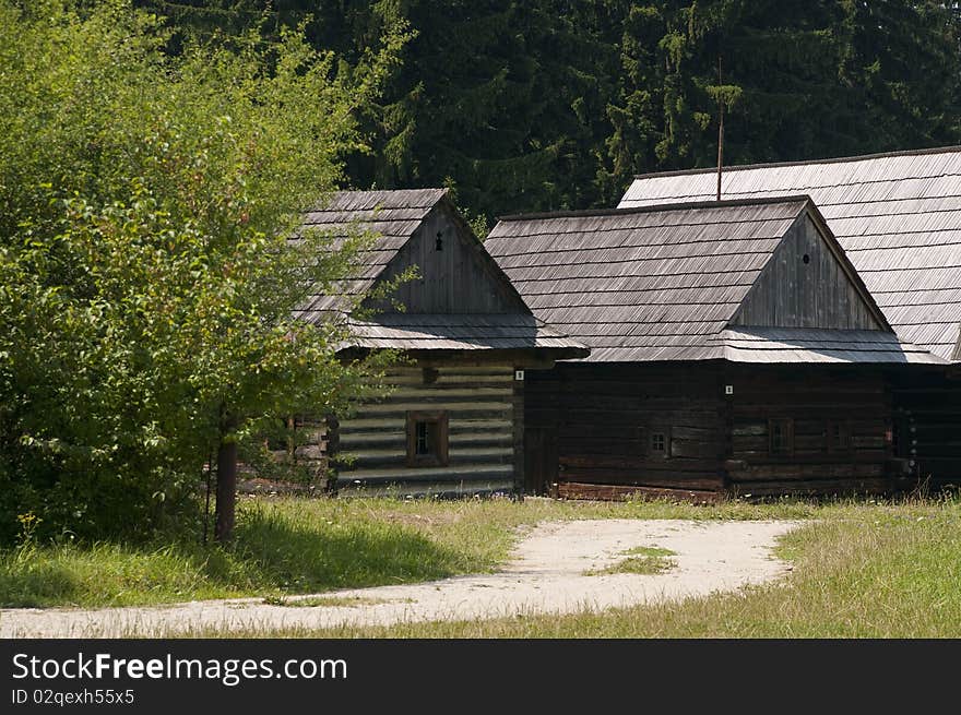 Traditional wooden houses in rural village in SLovakia