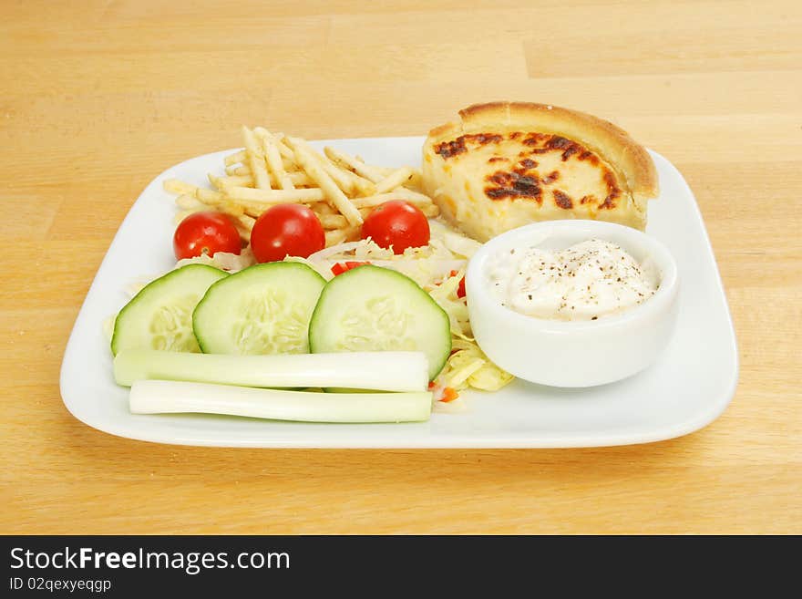 Quiche salad on a table