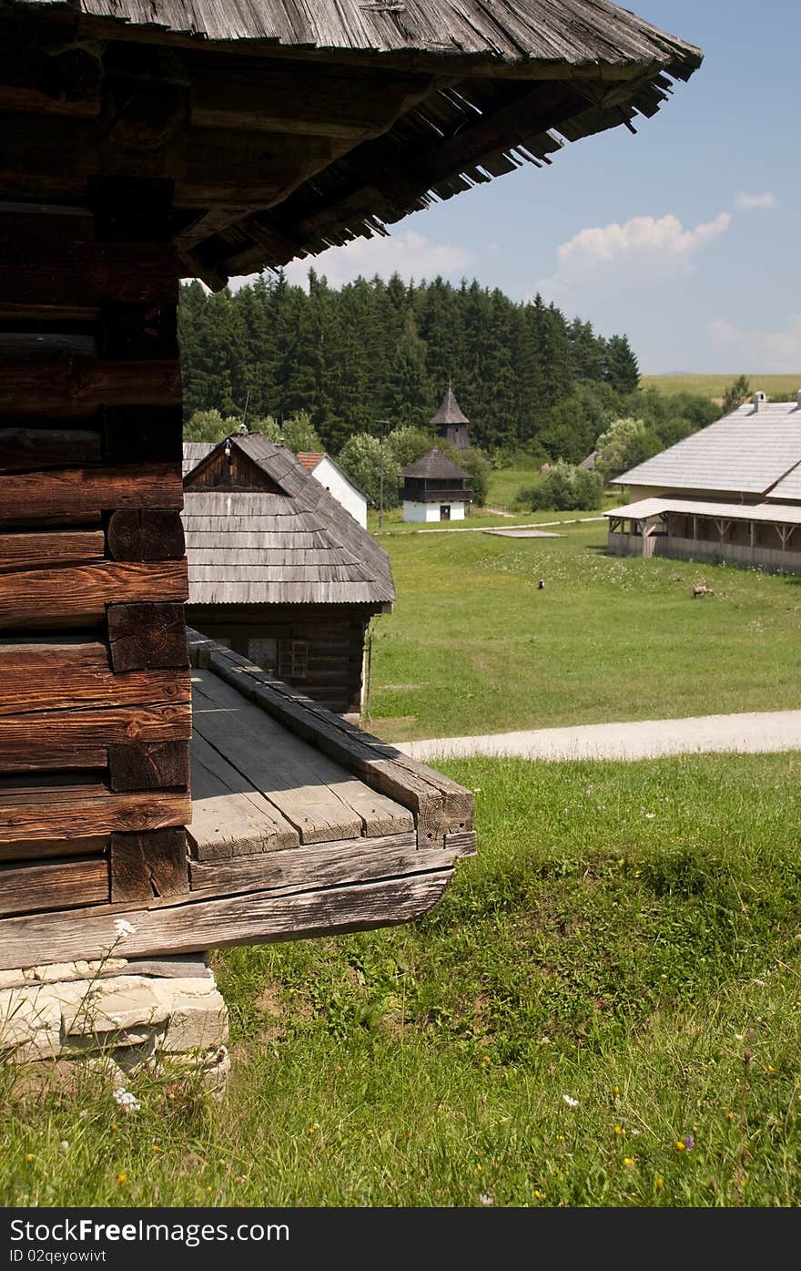 Traditional wooden houses in rural village in SLovakia