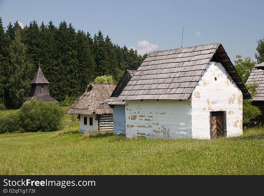 Traditional wooden campanile in slovak rural village. Traditional wooden campanile in slovak rural village