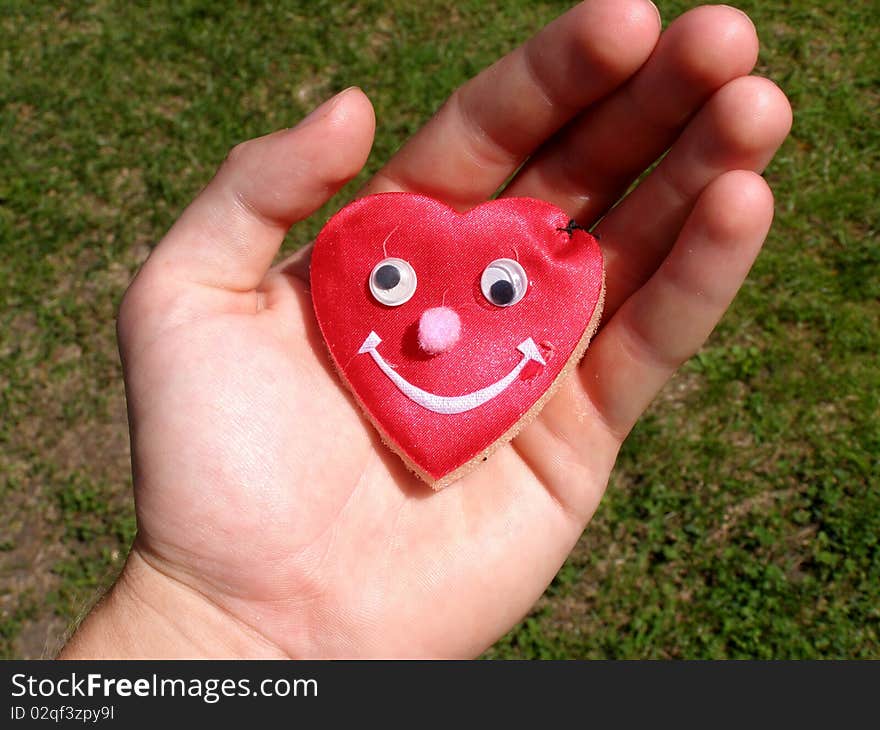 Detail photo of the heart in hand background