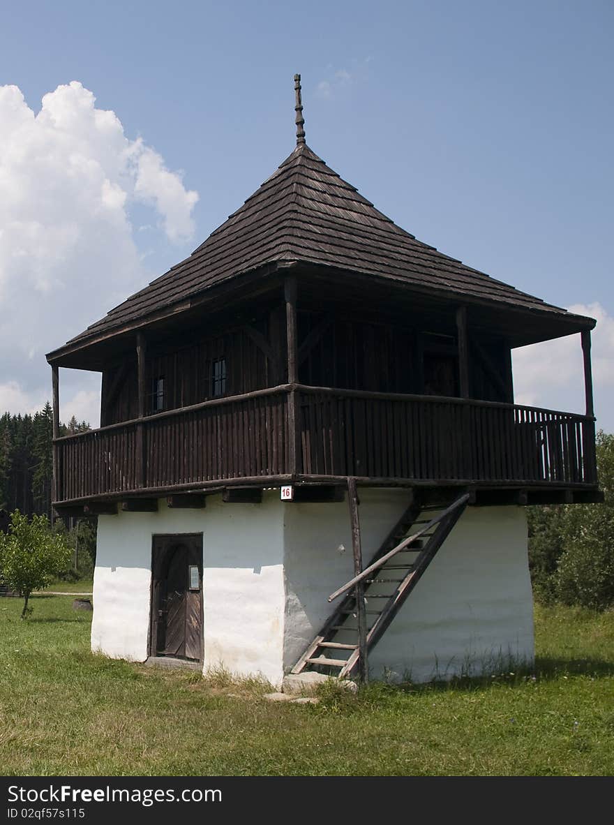 Traditional wooden houses in rural village in SLovakia